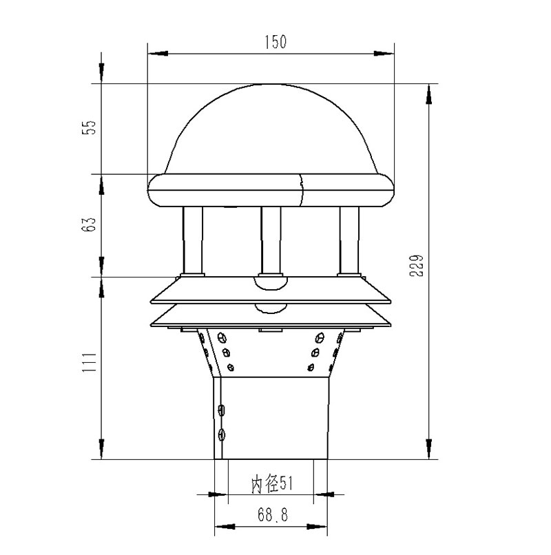 光學(xué)雨量監(jiān)測儀產(chǎn)品尺寸圖